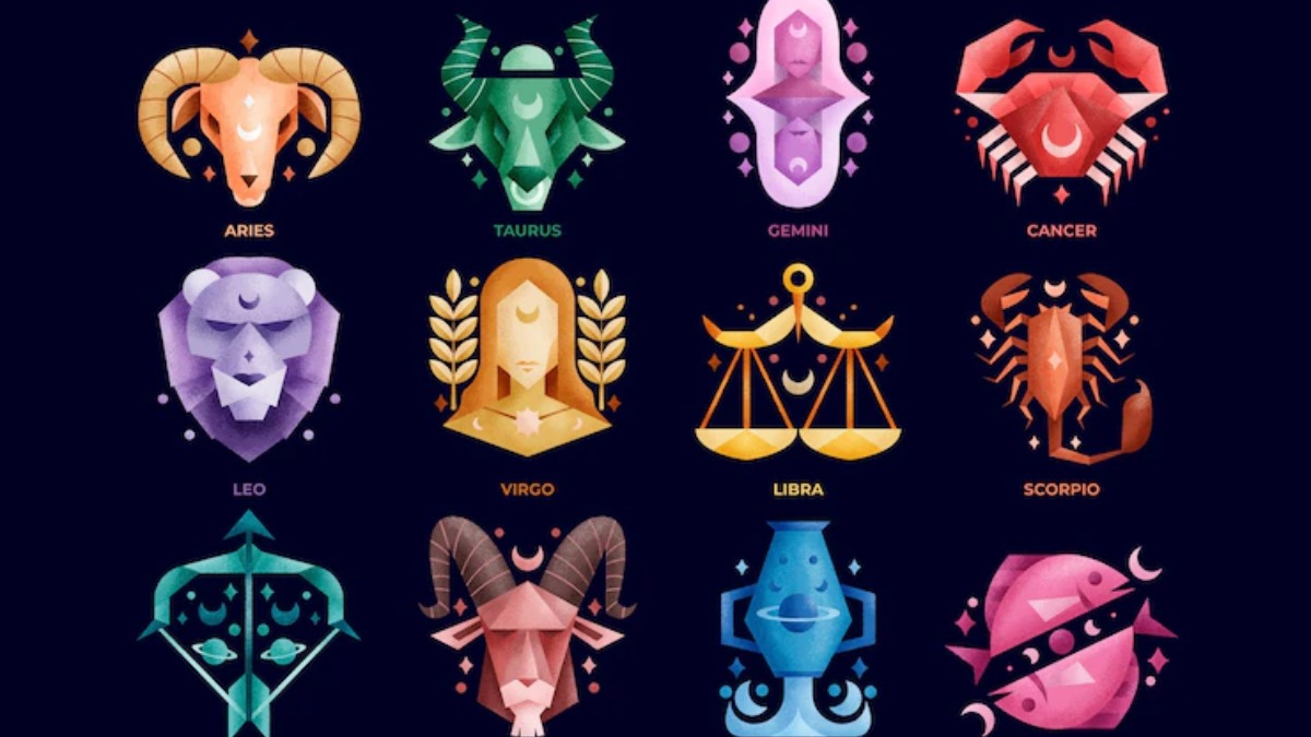 A colorful and whimsical representation of the different zodiac signs illustrating their unique personalities