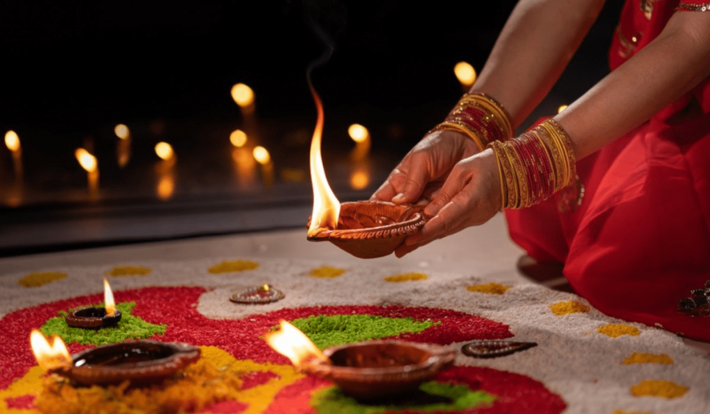 Diya Lighting on Diwali